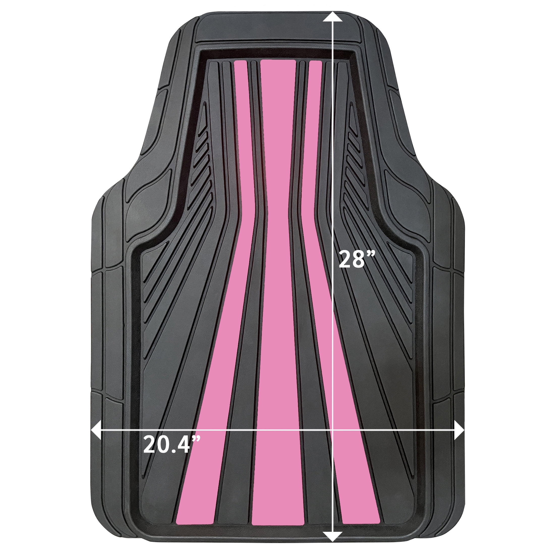 Rally 4-Piece Black & Pink All-Weather Rubber Floor Mat Set – Heavy Duty Universal Trim-to-Fit Car, SUV & Truck Mats
