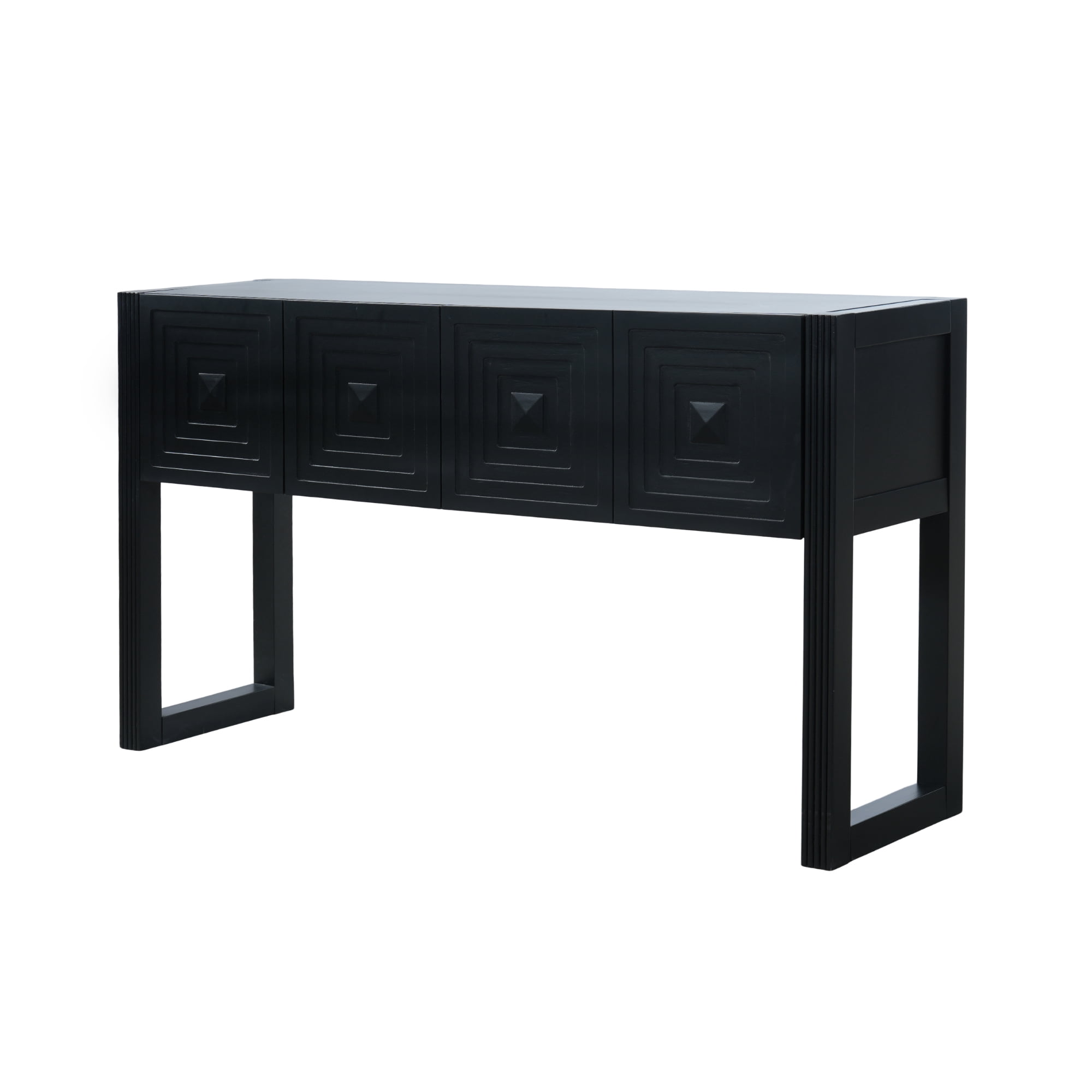 Mintazer Geometric Carved Console Table with 3 Soft-Close Drawers, Entryway Sofa Table for Living Room,Hallway, 54.9 x 14.7 x 31 inches, Black