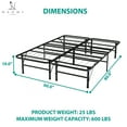 thumbnail image 6 of 14" foldable Queen Bed Frame Heavy Duty Metal Bed Frame Folding Bed Frame with Steel Slats Box Spring Replacement 600lbs Capacity Platform Bed Queen Bed Frame Size -Black, 6 of 18
