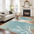 thumbnail image 2 of Coastal Sea Horse Area Rugs 8'x10', Washable Small Throw Rugs for Living Room Patio, Summer Coral Ocean Vintage Wood Indoor Outdoor Rug Non-Slip Low Pile Carpet Runner Reversible Floor Mats, 2 of 8