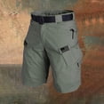 thumbnail image 2 of LWavelet Men's Tactical Cargo Shorts Multi-Pocket American Flag Print Outdoor Shorts with Belt Green 2XL, 2 of 3