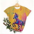 thumbnail image 4 of Womens Horse Racing Printed Shirts Scooped Neck Tee Short Sleeve Tops Plus Size Loose Fitted Blouses Pullover Sweater Blouses Formal Trendy T-Shirts Summer Basic Workout Clothing 2025, 4 of 4