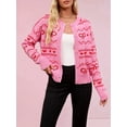 thumbnail image 4 of Women'S Valentine'S Day Love Heart Cardigan Cute Soft Open Front Knit Sweater Rose Red S, 4 of 10