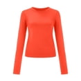 thumbnail image 5 of Povozer Womens Long Sleeve Shirts Basic Spring Crop Tops Fall Fashion Layering Slim Fitted Y2k Tops(Orange,M), 5 of 5