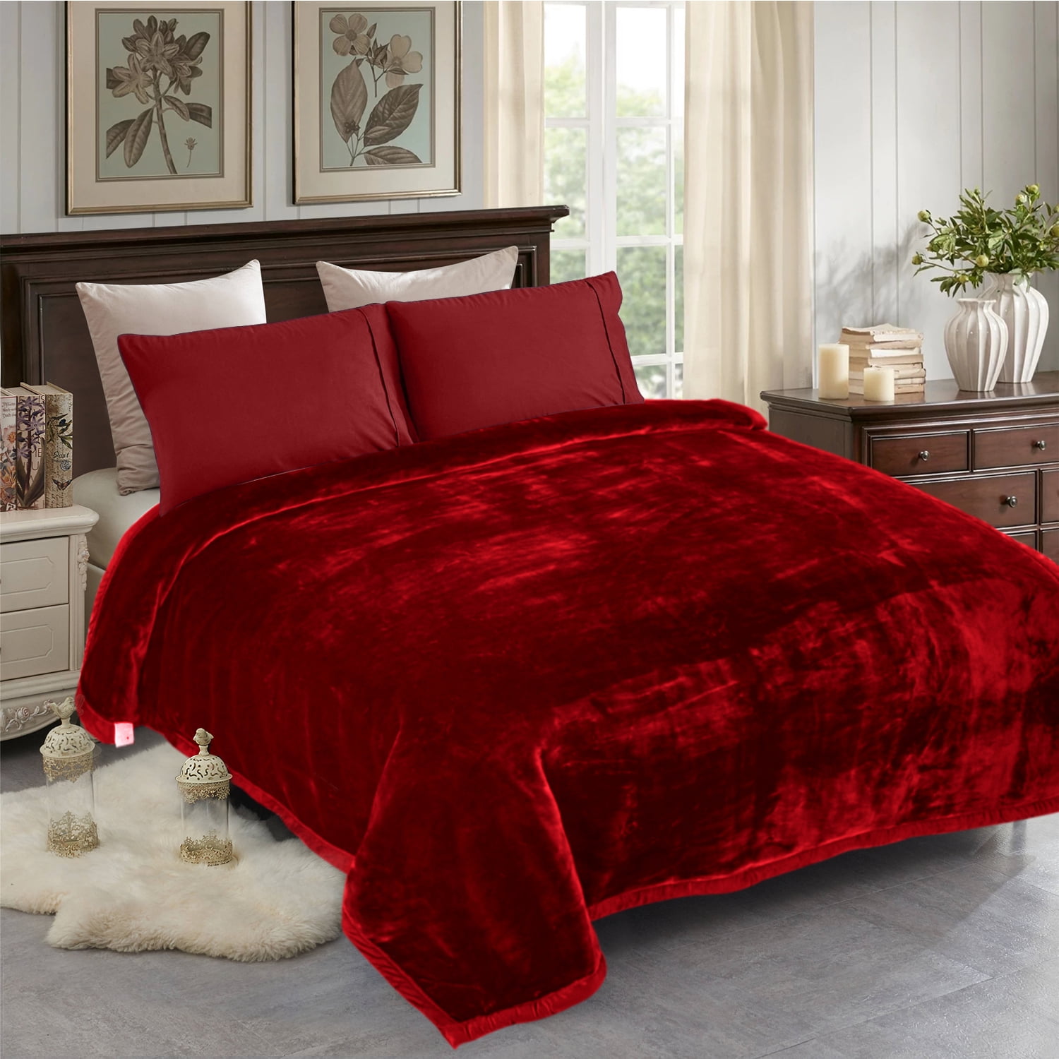 NC Contemporary Red Printed Polyester Reversible Bed Blanket King