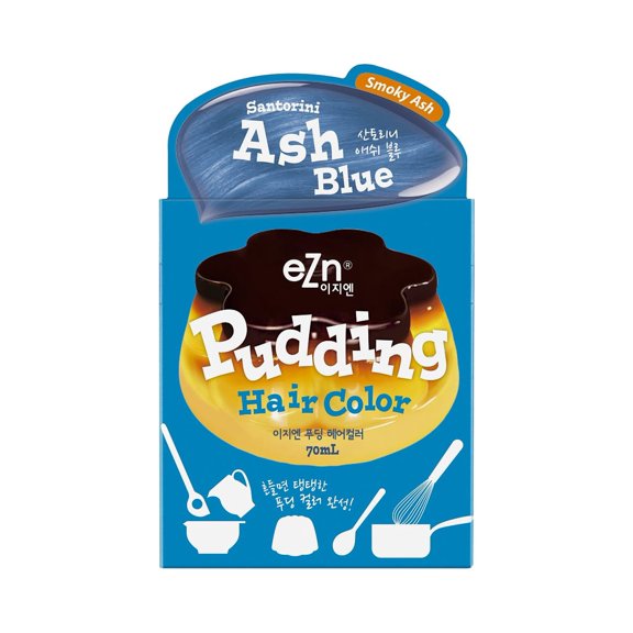EZN Pudding Hair Color Ash Blue, Ammonia Free Hair Dye, DIY Kit Self Hair Dye Included Contain Keratin Made in Korea Beauty