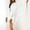 004 White, variant on Women's Solid Color Satin Dress Bell-Sleeve Long Sleeve Casual Crew Neck Ruched Tie Waist Party Mini Dress