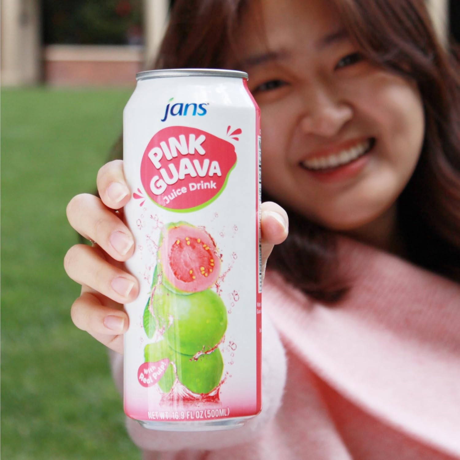 Jans 30% Pink Guava Juice Drink with Pulp 16.9 oz (Pack of 12)