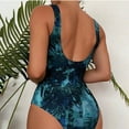 thumbnail image 4 of WREESH Womens One Piece Swimsuit Deep V-Neck Swim Suits Vintage Printed Swimwear Conservative Swimwear Printed Beach Skirt Set Sleeveless Bathing Suits Blue, 4 of 4