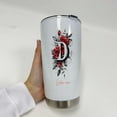 thumbnail image 3 of Floral Personalized Initial 'D' 20oz Tumbler for Women, Custom Coffee Travel Mug with Lid, Flower Art Stainless Steel Cup, Birthday Present, Wedding Keepsake, 3 of 6