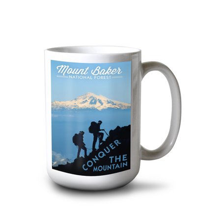 

15 fl oz Ceramic Mug Mount Baker National Forest Washington Conquer the Mountain Dishwasher & Microwave Safe