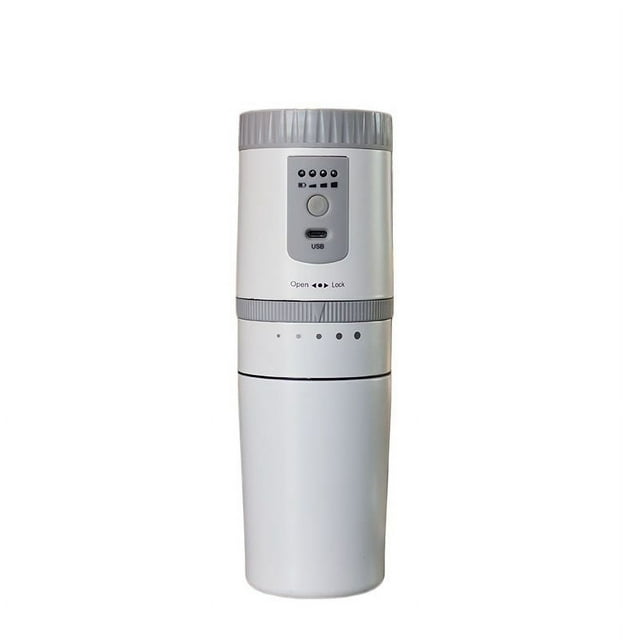 Cafetière Portable pour Voiture Multifonction Mini Machine à Espresso Broyeur de Café Électrique Recharge USB en Acier Inoxydable,Portable