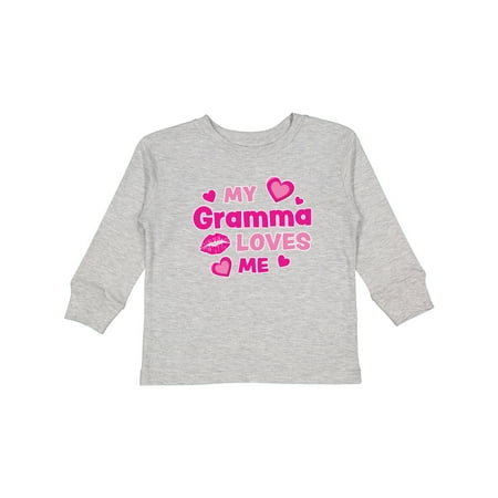 

Inktastic Valentine s Day My Gramma Loves Me Hearts and Lips Gift Toddler Boy or Toddler Girl Long Sleeve T-Shirt