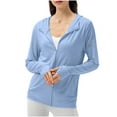 thumbnail image 2 of UVEASISHA Solid Sun Shirts for Women Zipper Sun Protection Hoodie Jacket Breathable Quick Dry Running Workout Hoodies Light Blue M, 2 of 7