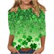 thumbnail image 2 of RKSTN 3/4 Length Sleeve Womens Tops Oversized Crewneck St Patricks Day Lucky Shamrocks Graphic Print T Shirt Womens Casual Plus Size Round Neck Loose Irish Festivities Three Quarter Sleeve Shirt, 2 of 6