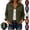 Army Green, variant on Womens Long Sleeve Cropped Jacket Lapel Button Down Casual Shacket with Pockets for Daily Outdoor Wear