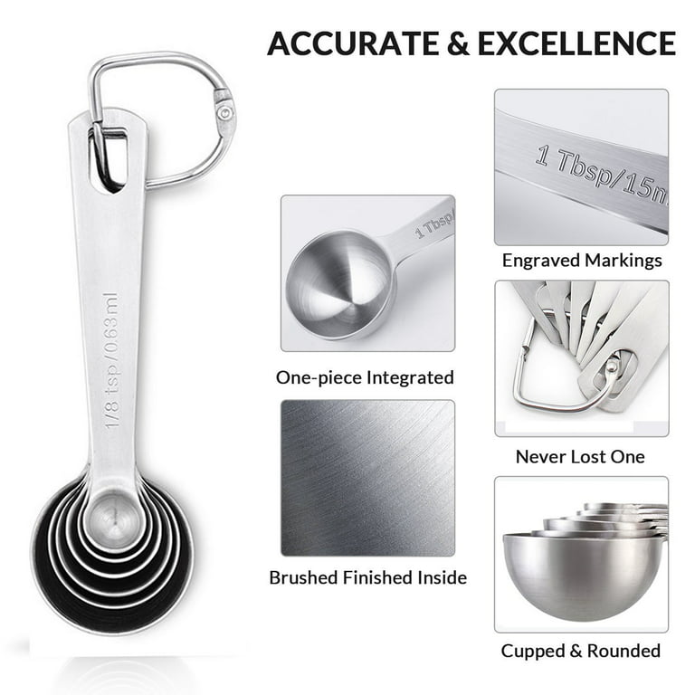 Measuring Cups, Not Easy To Wear Measuring Cups Set 304 Stainless Steel  Round-shape Spoon Head for Kitchen for Restaurant