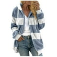 thumbnail image 1 of TQWQT Fleece Coats for Women  Faux Fur Jacket Coat Fuzzy Fleece Jacket Plus Size Zip Up Drawstring Sweatshirt Oversized Light Blue S, 1 of 5
