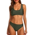 thumbnail image 1 of DGMIOCS Women's Tankini Set High Waisted Tummy Control Bathing Suit Dark Green S, 1 of 6