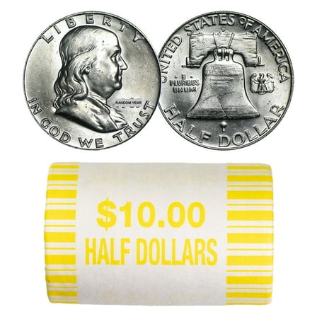 90% Silver Franklin Halves - $10 20-Coin Roll BU