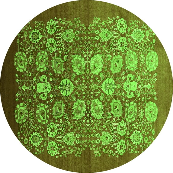 Ahgly Company Indoor Round Oriental Green Industrial Area Rugs, 6' Round