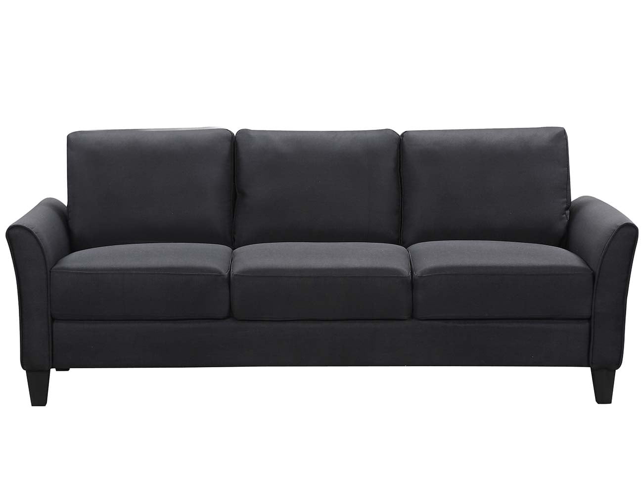 Kadyn Modern 3-Seat Apartment Sofas Couch, Upholstered Sofa with Wood Legs, Futon Sofa for Living Room, Black