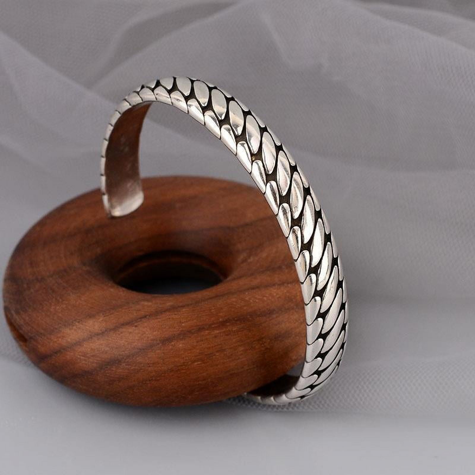 Vintage Open Mouth Bangle 925 Sterling Silver Handmade Twisted Cuff Bracelet