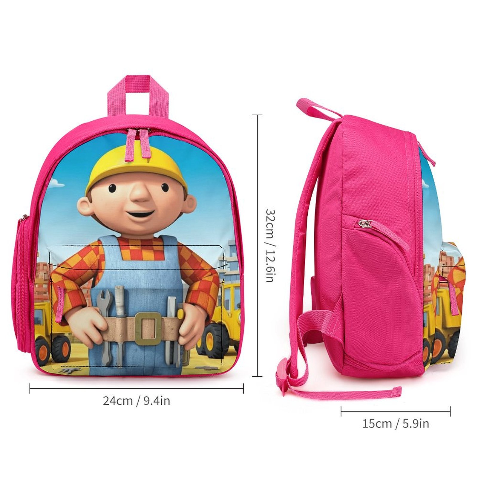 Bob The Builder Backpack, Lightweight Casual Daypack, Durable Backpack for Daily Use Work Travel, 12.6x9.4x5.9 Inch