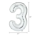 thumbnail image 3 of 34" Silver Number 3 Foil Balloon, by Way To Celebrate, 3 of 5