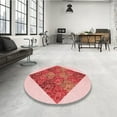 thumbnail image 3 of Ahgly Company Indoor Round Patterned Deep Rose Pink Area Rugs, 4' Round, 3 of 6