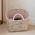thumbnail image 5 of Boho Fabric Storage Basket, Quilted Floral Print Fabric Storage Basket with Reinforced Handles, Collapsible Quilted Laundry Basket Organizer Bin for Bedroom Closet Home Decor Car Storage Picnic,L, 5 of 14