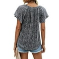 thumbnail image 2 of Women Floral Print V Neck Ruffle Short Sleeve Shirts Casual Summer Tops, 2 of 6