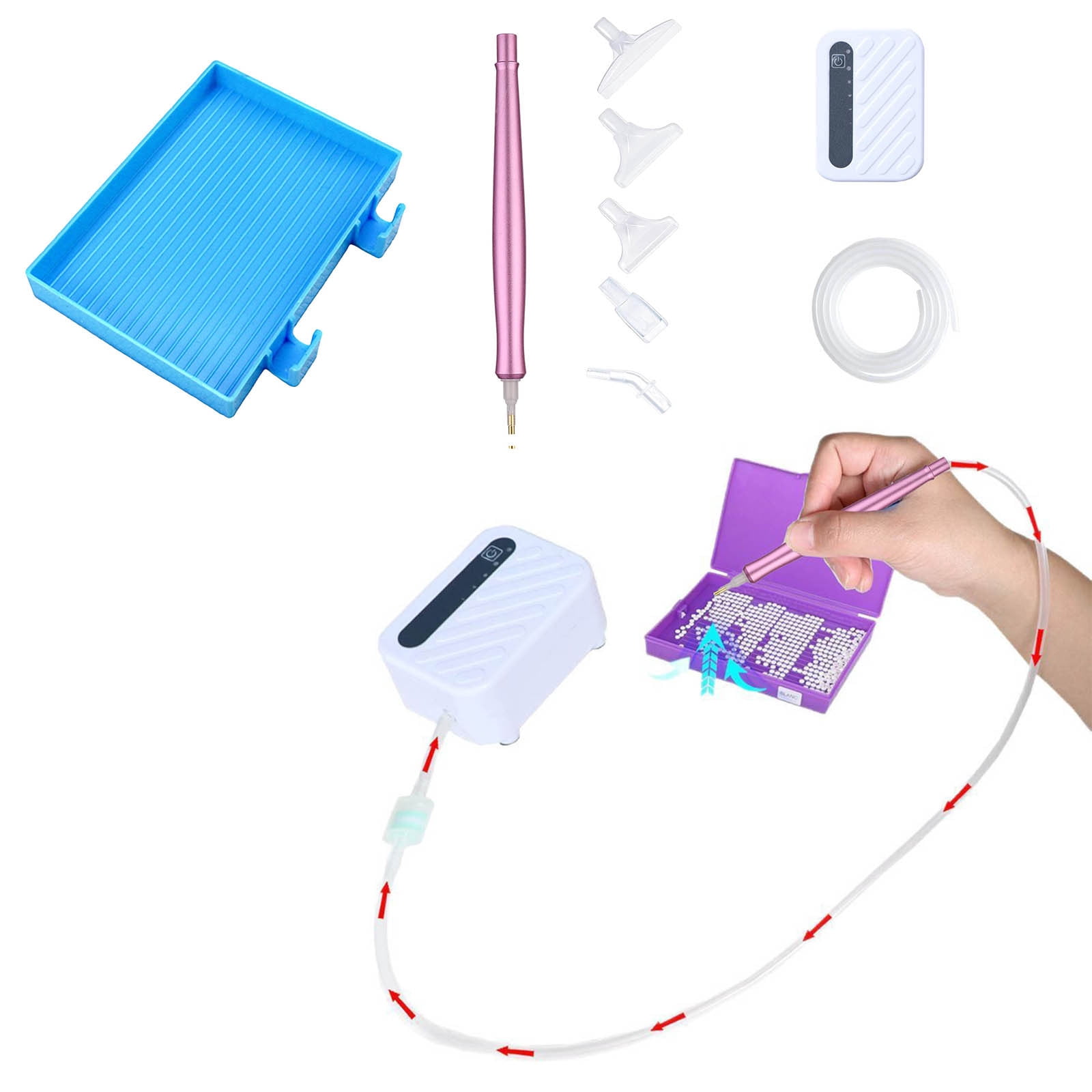 Electric Diamond Painting Pen - Vacuum Diamond Art Pen with Storage Tray | Long-Lasting & Stable Wireless Tool for DIY Diamond Painting | No Wax Needed for AB Drill Stones