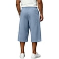 thumbnail image 4 of Men's Capri Pant Baggy Below Knee Summer Casual Wide Leg Loose Drawstring 3/4 Pant with Big Pockets, 4 of 7