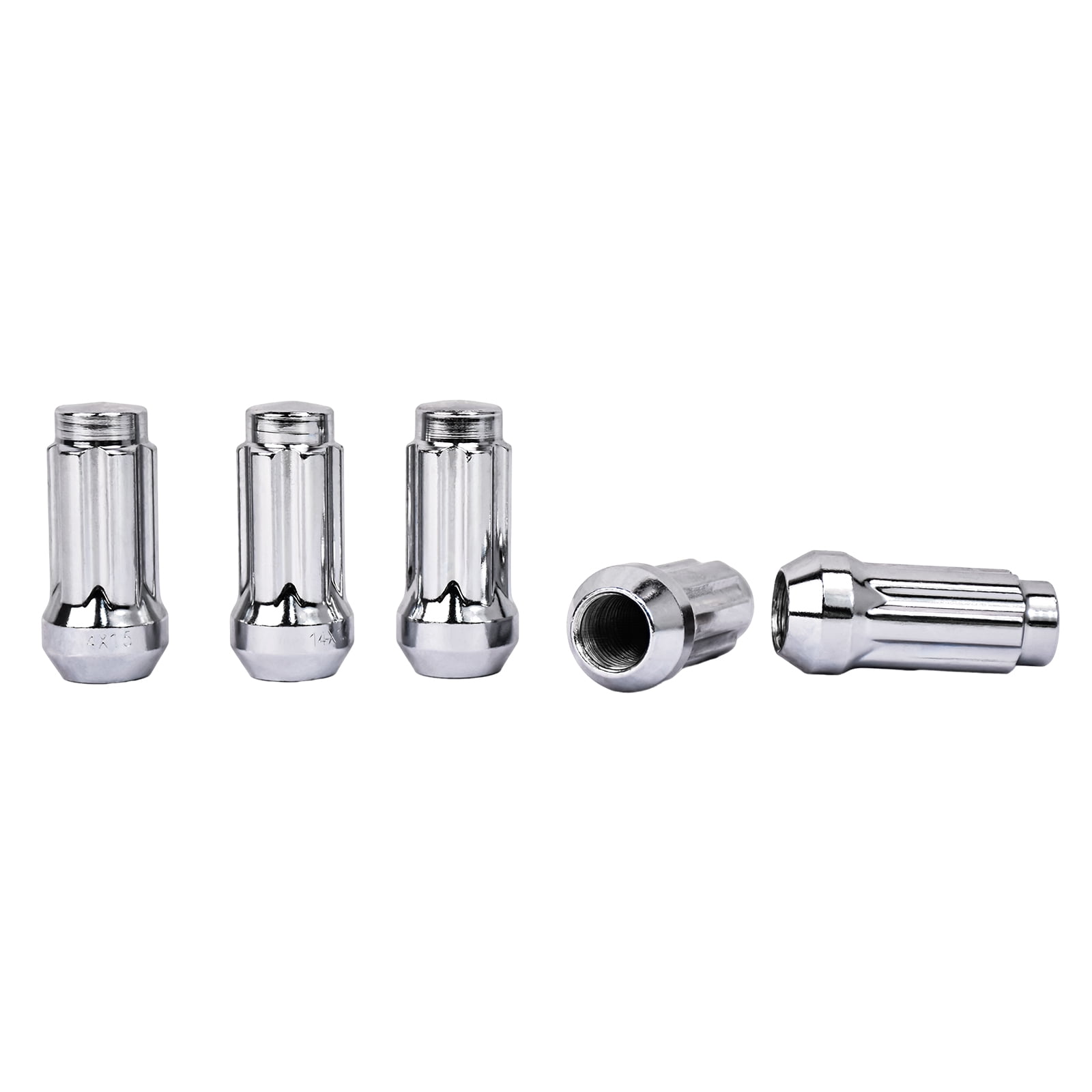 Hex Autoparts (24Pcs) 14x1.5 Chrome Spline Wheel Lug Nuts w/ Two Keys for Silverado Sierra Yukon