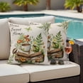 thumbnail image 5 of Pastoral Plant Pillow Covers 2 Pack Sweet Butterfly Coffee Book Vintage Pillowcase Waterproof Outdoor Throw Pillow Cover for Patio Garden Square Cushion 18”x18”, 5 of 9