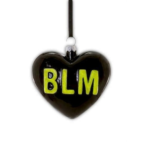 BLM BLACK LIVES MATTER Heart w/ Yellow Letters Christmas Ornament by Cody Foster
