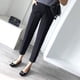 thumbnail image 2 of Pantalones de traje Mujer Primavera Estudiante Pantalón largo informal suelto recto, Negro, XL Yuarrent AP001316-10B, 2 of 7