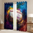 thumbnail image 2 of Castle Fairy Teens Baseball Gamer Blackout Curtains Set of 2 (52x84 Each),Graffiti Splash Ball Game Window Curtains,Gradient Sport Theme Curtains and Drapes,Breathable Home Decor, 2 of 6