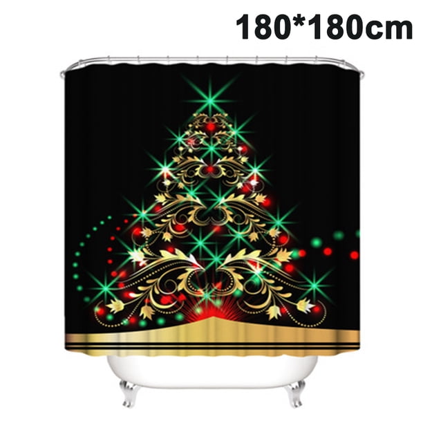 Juego de cortinas de ducha navideñas para baño con 12 ganchos, cortina de baño decorativa con muñeco de nieve, ducha de poliéster impermeable Adepaton 2034892-5