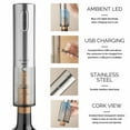 thumbnail image 3 of Final Touch Electric Corkscrew with Lithium-Ion Battery | Easy Cork Removal, USB Charging, LED Lights | Stainless Steel Wine Opener for Home and Parties (WO3032), 3 of 6