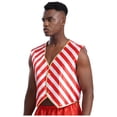 thumbnail image 3 of Aislor Men's Christmas Vest V-Neck Sleeveless Striped Santa Waistcoats Festival Party Top Clubwear Size S-XXL Red&White L, 3 of 7