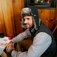 thumbnail image 4 of Kanut Sports Phoebes Trapper Hat - Quilted Nylon, Faux Fur, Water Resistant, Blue, for Men and Women, 4 of 7
