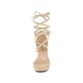 thumbnail image 2 of BLISSFUL STEP Women's Clear Strap Platform Lace up Block Heel Sandals Beige 10, 2 of 8