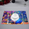 thumbnail image 2 of MKHERT Colorful Peacock Oil Painting Placemats Table Mats for Dining Room Kitchen Table Decoration 12x18 inch,Set of 4, 2 of 4
