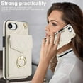 thumbnail image 3 of For iPhone 16e Case Premium PU Leather Accordion Folding Wallet &Card Holder With RFID Shielding Material Phone Case With Adjustable Ring Holder And Detachable Crossbody ＆ Wrist Strap,white, 3 of 8
