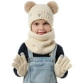 thumbnail image 4 of FZ FANTASTIC ZONE Kids Winter Knit Touchscreen Adjustable Beanie Hat Scarf Gloves Set, White, 4 of 6