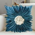 thumbnail image 2 of Btomtd 17.7x17.7 in Sunflower Light Sand Pillow Cover Floral Decorative Pillow Case for Office Home Hair Care Pillow Cover Cushion Cover, Blue, 2 of 6