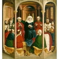 thumbnail image 2 of Hans Multscher 12x13 Gold Ornate Wood Frame and Double Matted Museum Art Print Titled - The Descent of the Holy Spirit (Pentecost); the Wings of the Wurzach Altar (Left Panel) (1437), 2 of 4