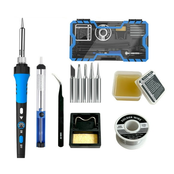 Soldering Iron Kit, 60W Intelligent Soldering Welding Pen with Ceramic Heater, 12-in-1 Solder Kit Tool, Adjustable Temperature 200 to 450℃, 5PCS Iron Tips, Solder Wire, Solder Stand